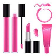 Make-up set for lips Lipstick and lip gloss Pink color