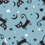 Seamless pattern with black cats N3