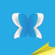 Blue paper background with butterfly