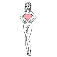 Valentine day Girl with big red heart