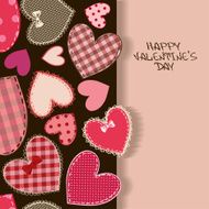 Love greeting card with heart patchworks N2