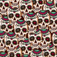 Skull and Flowers Seamless Background