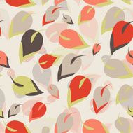 Seamless pattern Orange brown green leaves beige background Vector