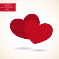 Valentine&#039;s greeting card with two knitted hearts