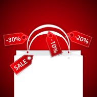 paper shopping bag with discount labels