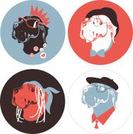 Four anthropomorphic dogs
