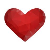 Beautiful heart of red triangular polygons Vector illustration