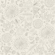 Monochrome seamless pattern with flowers N2