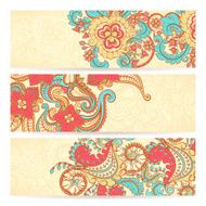 set of three horizontal floral banners