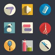 Hairdressing flat icons