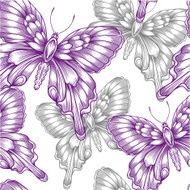 seamless pattern with decorative purple butterflies