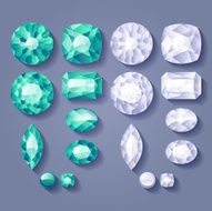 Set of jewels - white and green Colorful gemstones N2