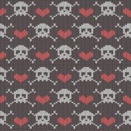 Knitted seamless pattern with skulls N2