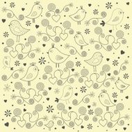 Pattern of birds hearts and lines in vector