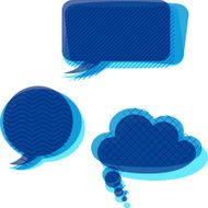 Set of trasnparent patterned speech bubbles