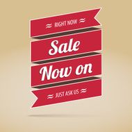Sale inscription on the ribbon poster