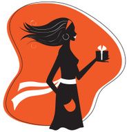 Silhouette of a woman with gift