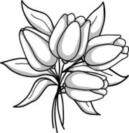 Monochrome bouquet of tulips Black white gray