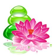 spa background with a lotus flower and transparent green stones