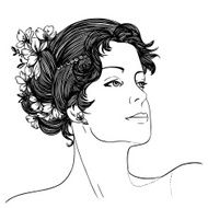 portrait of woman aristocrat with flowers in her hair