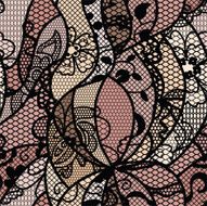 Black lace vector fabric seamless pattern N10