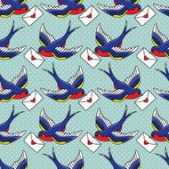 Old school pattern with birds and letters N18