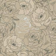 vintage retro seamless pattern of flowers and leaves roses