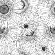seamless monochrome vector pattern from abstract flowers N10