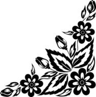 abstract black and white floral arrangement in the border angle