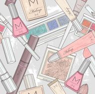 Seamless makeup and cosmetics pattern