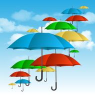 Vector colorful umbrellas flying high N2