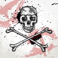 Design element with skull and butterfly