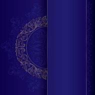 Vintage frame with gold floral elements on violet background