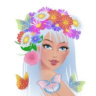beautiful girl with flowers on her head N4