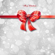 Red bow on a magical Christmas card Vector