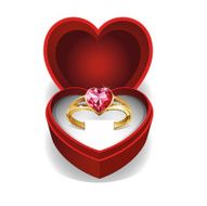 Gold ring with pink heart gemstone