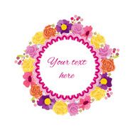 Beautiful greeting card with floral wreath Holiday and cute summer N4