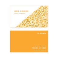 Vector golden lace roses horizontal corner frame pattern business cards