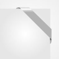 Decorative gray corner ribbon on blank paper card vector