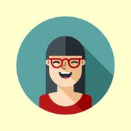 Cute young asian hipster girl with glasses Hipster icons series