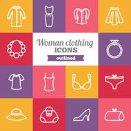 Set of flat woman clothing icons