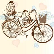 Gentle wedding background with bicycle and butterflies