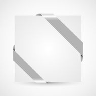 Decorative gray corner ribbon on blank paper card vector N2