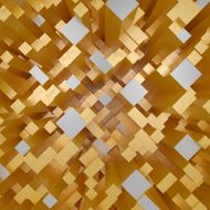 3d abstract geometric background with golden fragments