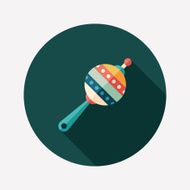 Retro rattle flat round icon with long shadows