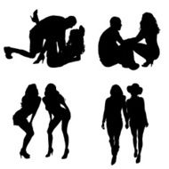 Vector silhouettes of different people N58