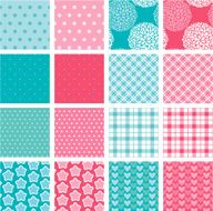 fabric textures in pink and blue colors - seamless patterns