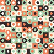 Seamless pattern with multicolored large circles and squares