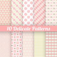 Delicate lovely vector seamless patterns