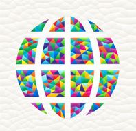 World Globe on Colorful Mosaic with Triangles